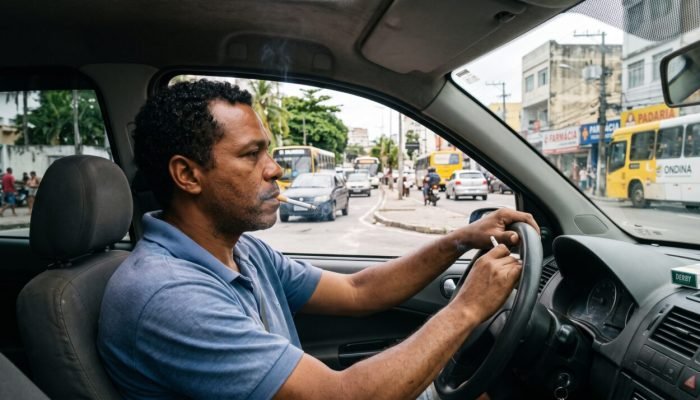 Infração de trânsito por segurar cigarro ou dirigir com uma mão só.