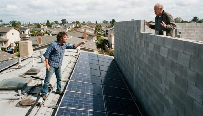 Família instala painéis solares no telhado, vizinho constrói segundo andar que faz sombra o di...