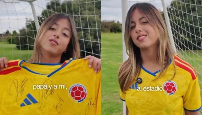 1 de 1 Antonella Petro, de 17 anos, filha do presidente da Colômbia, Gustavo Petro, vestida com ...