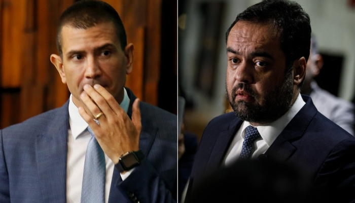 O pré-candidato do PL ao governo do Rio, Douglas Ruas (à esq.), e o ex-governador Cláudio Cast...