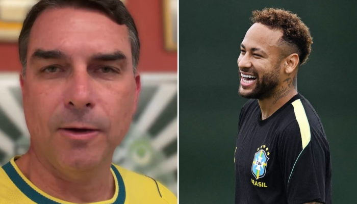 Flávio Bolsonaro e Neymar — Foto: Reprodução — MAURO PIMENTEL / AFP