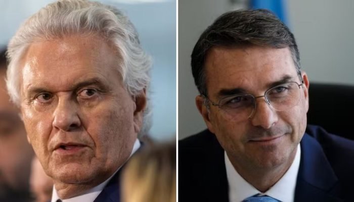 Ronaldo Caiado e Flávio Bolsonaro — Foto: Brenno Carvalho/Agência O Globo