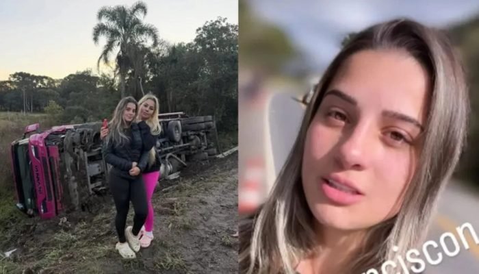 1 de 1 imagem colorida caminhoneira e influencer acidente - Foto: Reprodução/Redes sociais